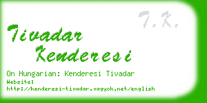 tivadar kenderesi business card